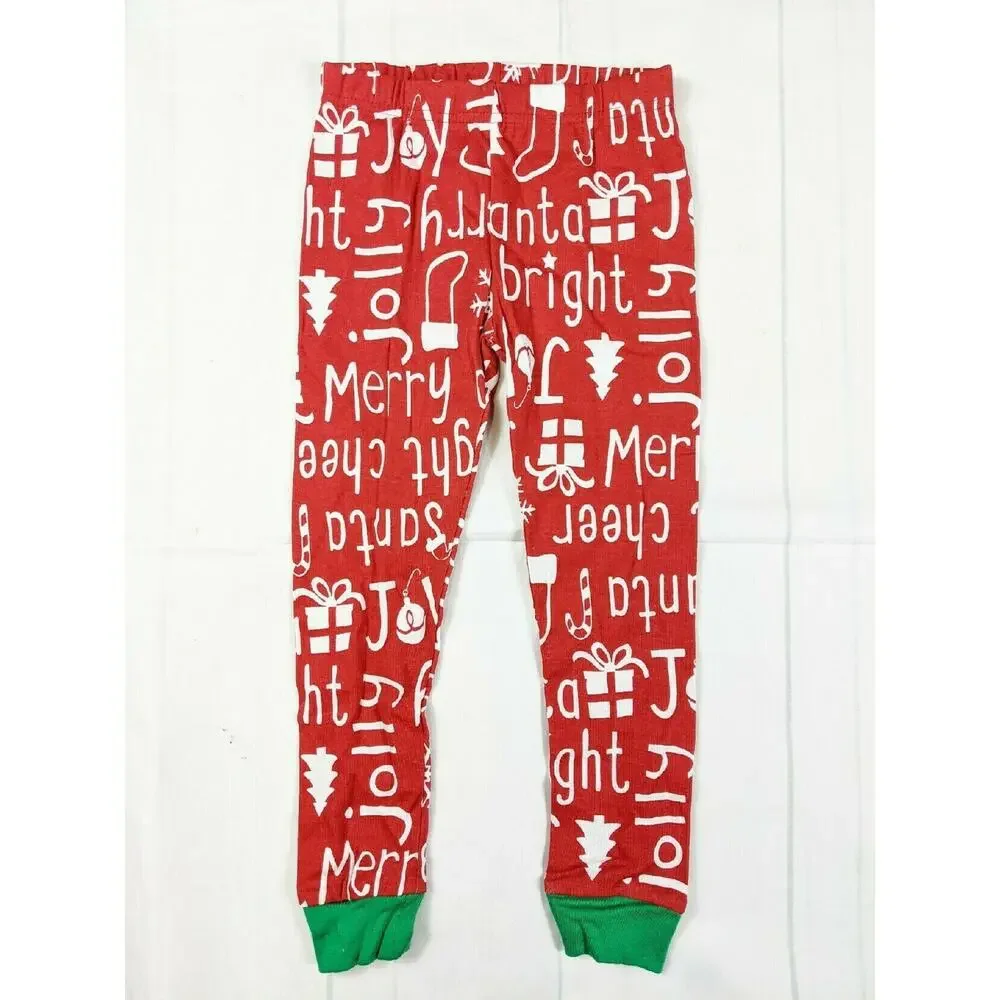 Carter's Red White & Green Holiday Words Pajamas Youth 4